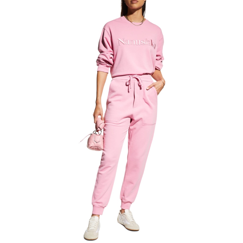 Nanushka Shay Organic Cotton Fleece Sweatpants In Pink (Xs)